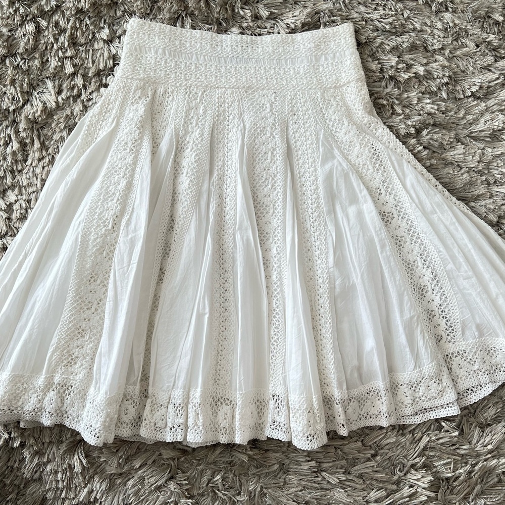 Willi Smith White Crochet-Trim Circle Skirt – Size 8 - Picture 5 of 9